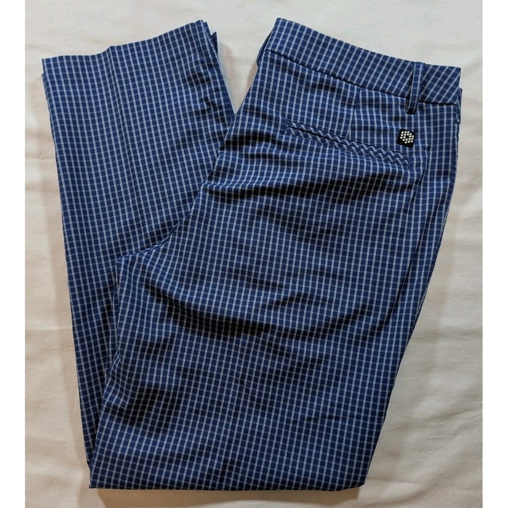Puma Golf Pants Men 36x30 Blue Plaid Check Performance Stretch Casual